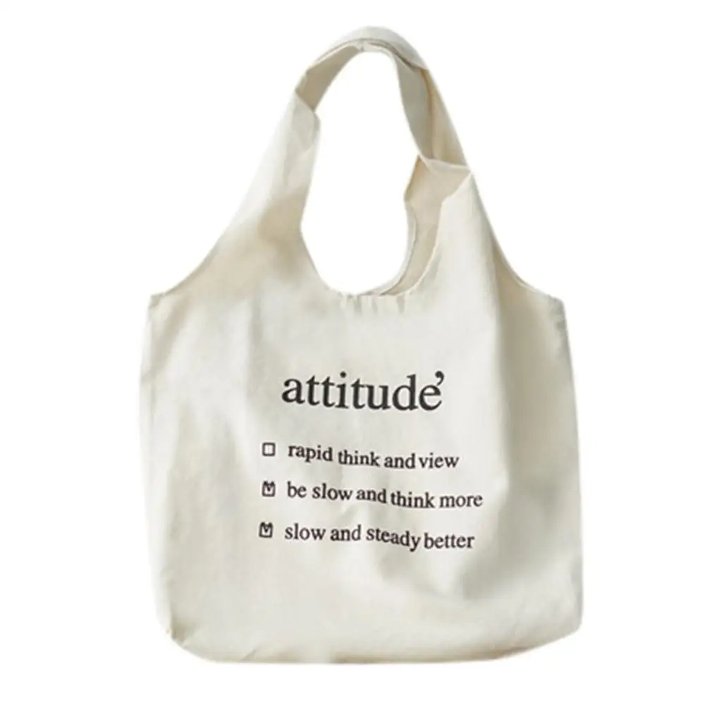 Женская хлопковая Холщовая Сумка для покупок с буквенным принтом Большая