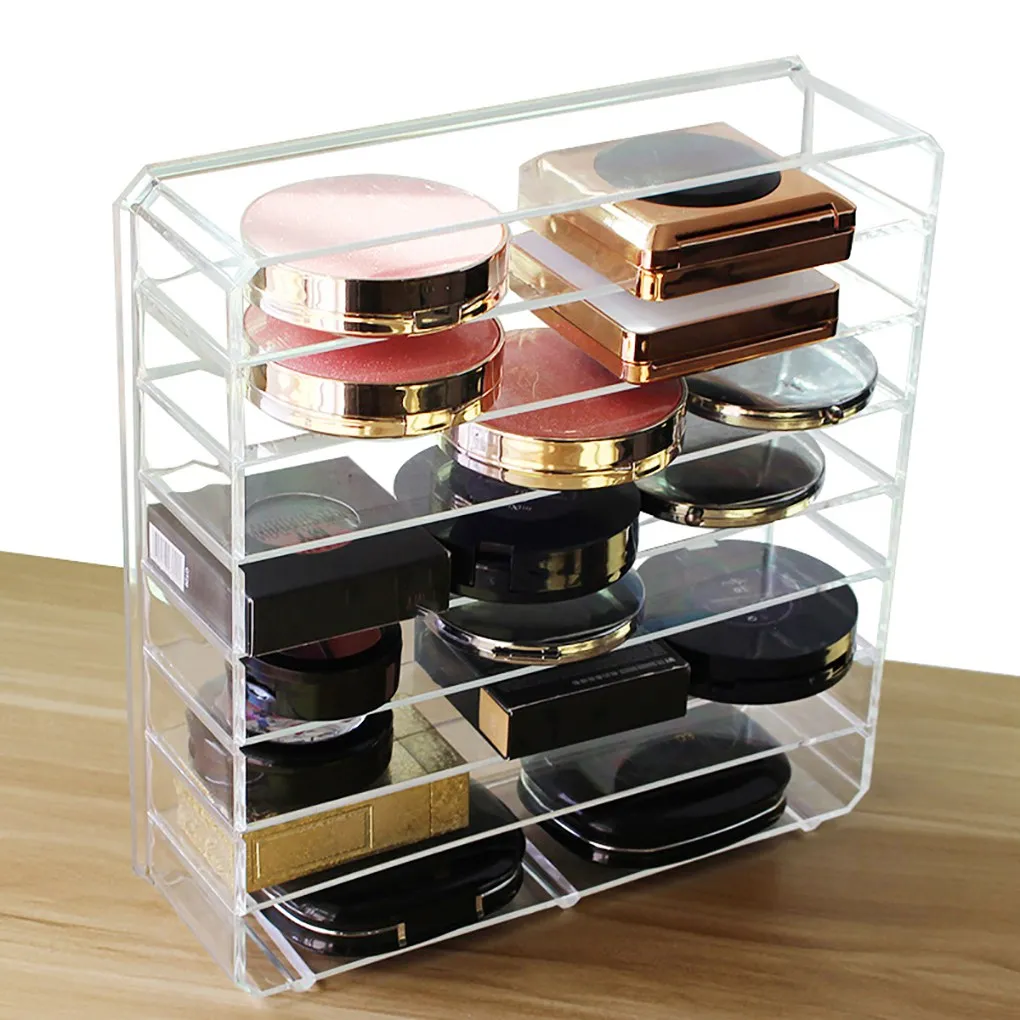 

Lipstick Eyeshadow Nail Polish Transparent Storage Box Cotton Swab Makeup Puff Jewelry 8 Grids Detachable Organizer