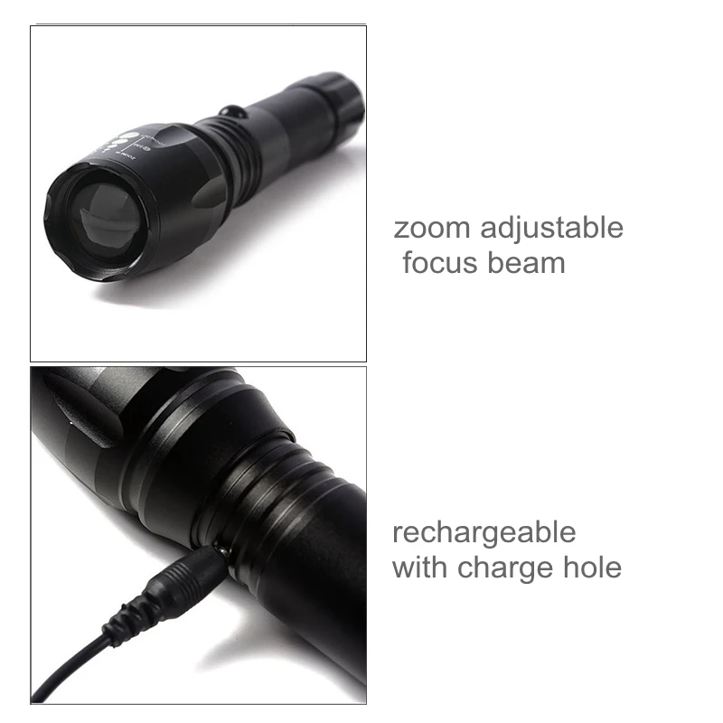TOPCOM Rechargeable Flashlight XML T6 LED High Power 2000 lumens Zoom Adjustable Focus Torch Lantern USB | Лампы и освещение