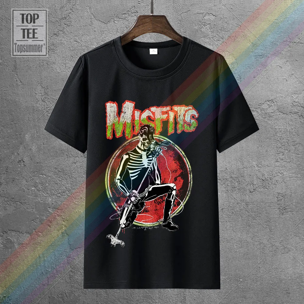 Новинка, футболка Misfits в стиле панк с изображением темного скелета, модная повседневная футболка