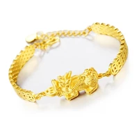 bridal wedding jewelry accessories 18k copper plated gold pixiu adjustable bracelet women charm bangle luxury dubai gold fashion