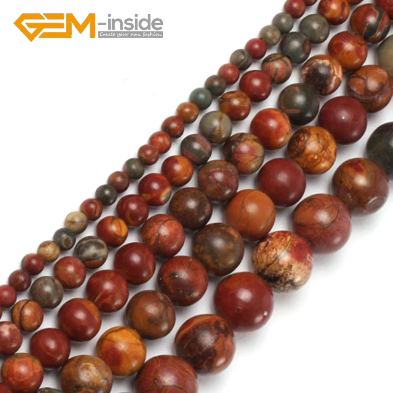 Натуральные круглые камни Пикассо Jaspers 4 мм до 16 бусины россыпью браслет ожерелье