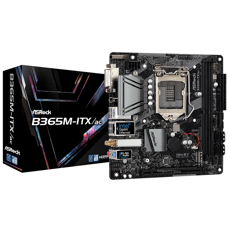 Материнская плата LGA 1151 ASRock B365M-ITX/ac DDR4 32GB PCI-E 3 0 M.2 оверлочный процессор Intel B365