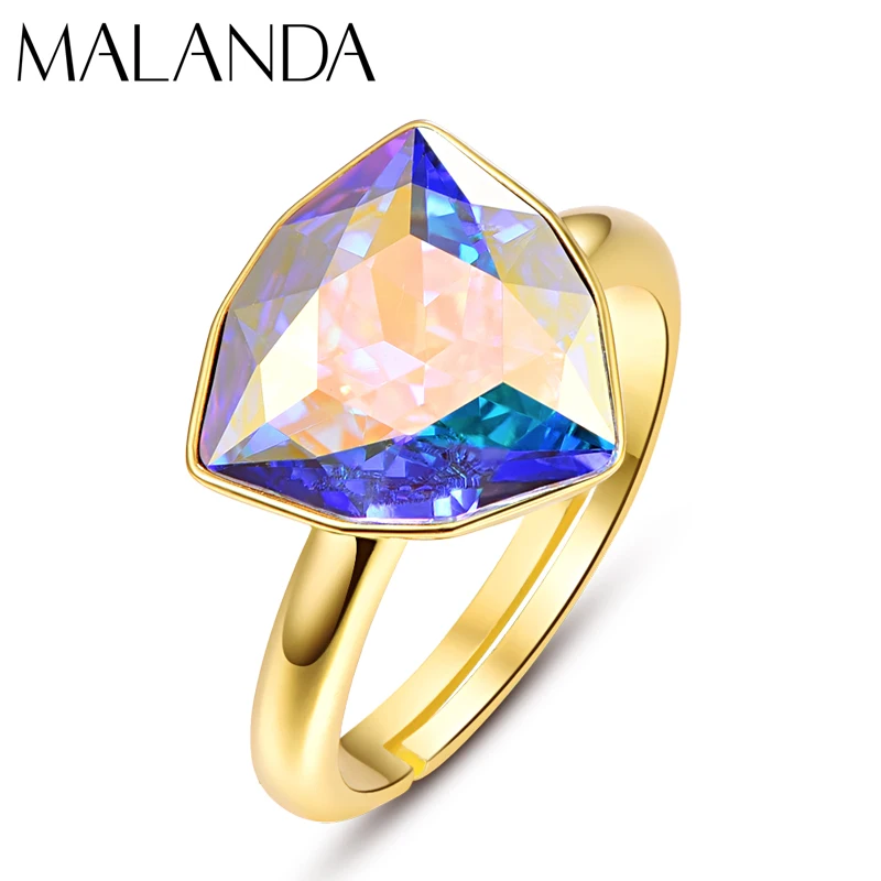 Открытые Кольца с кристаллами Сваровски для женщин роскошные элегантные кольца