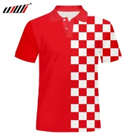 ujwi new brand red white design polo shirts men 3d print shirts male casual short sleeve men polo customize wholesale clothing