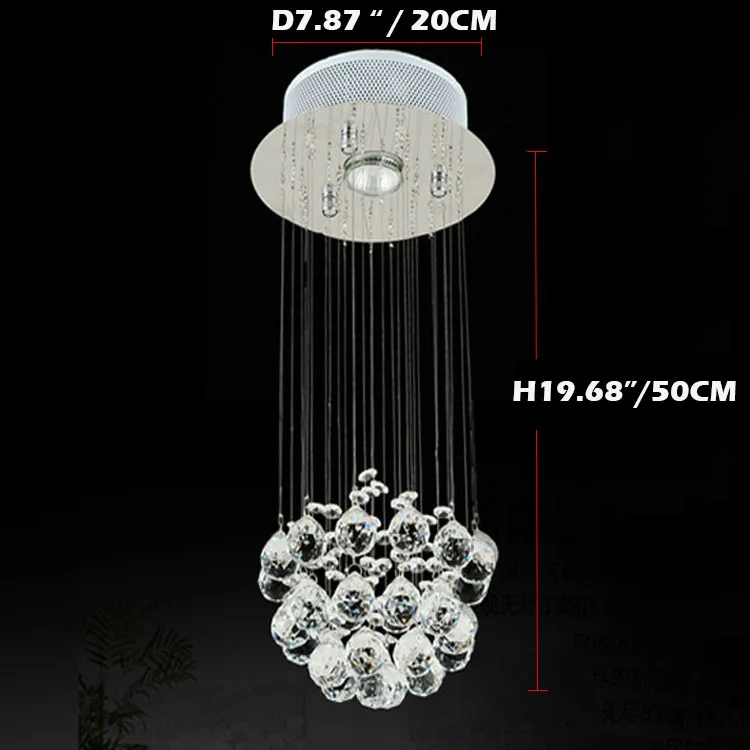 D20CM H50CM 1Bulb Круглая Люстра для гостиной, спальни, лестничная люстра, Подвесная лампа K9, кристалл, роскошный дизайн, хрустальный шар, люстра, освещение - Цвет абажура: D20CM H50CM 1Bulb