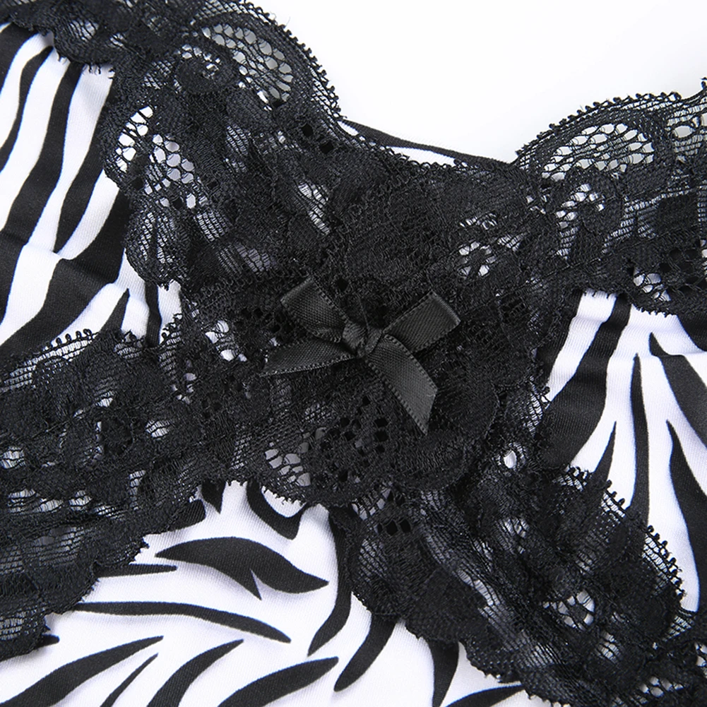Летние футболки с открытой спиной молочный топ принтом зебры Черная Кружевная