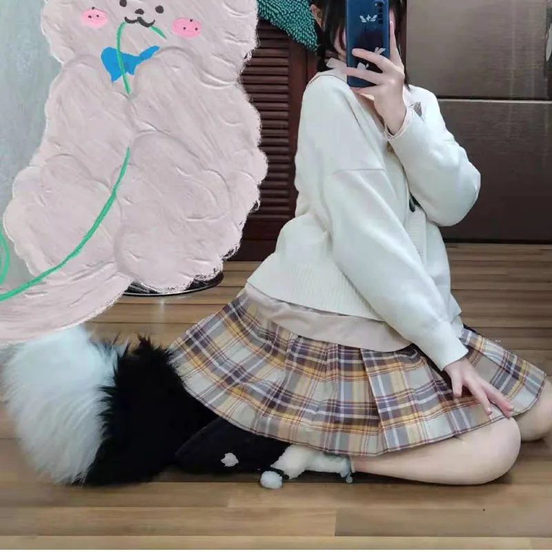 cosplay wolf tail plush fox ears dog foxtail halloween party performance props accessories animal |