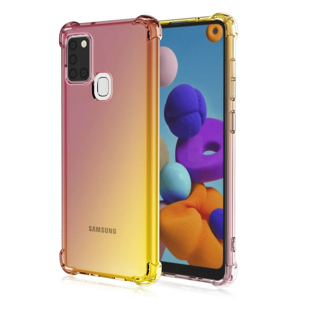 Ультра тонкий двойной цвет Радужный градиентный чехол для Samsung Галактики S10 A71 5G