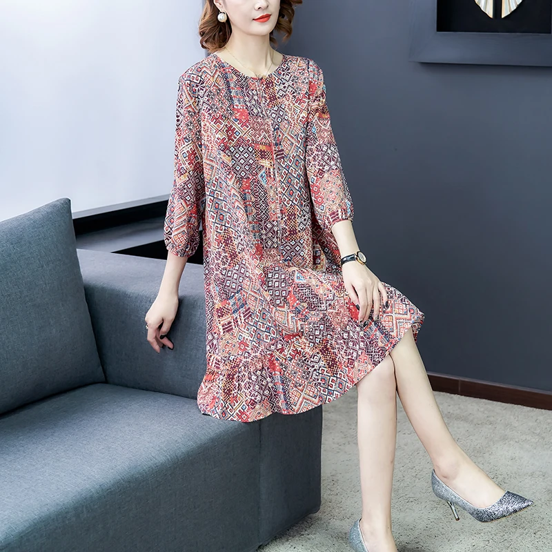 Шелковое богемное повседневное Летнее цветочное женское платье Новое