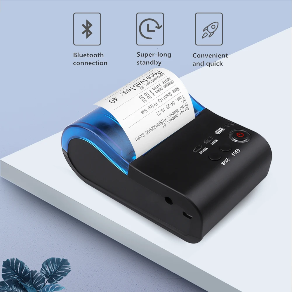 Портативный термопринтер kebidumei карманный Bluetooth принтер мини-квитанция билетов USB