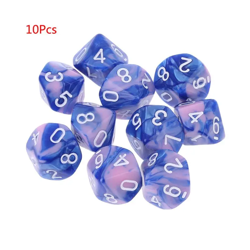 Color D 10 шт./компл. 10 Двусторонняя D10 многогранные кубики числа циферблаты рабочего стола Настольная игра - Цвет: Color D