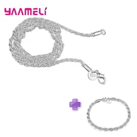 925 sterling silver jewelry sets for women men link chain necklace bracelet set female male party gift supplies bijoux