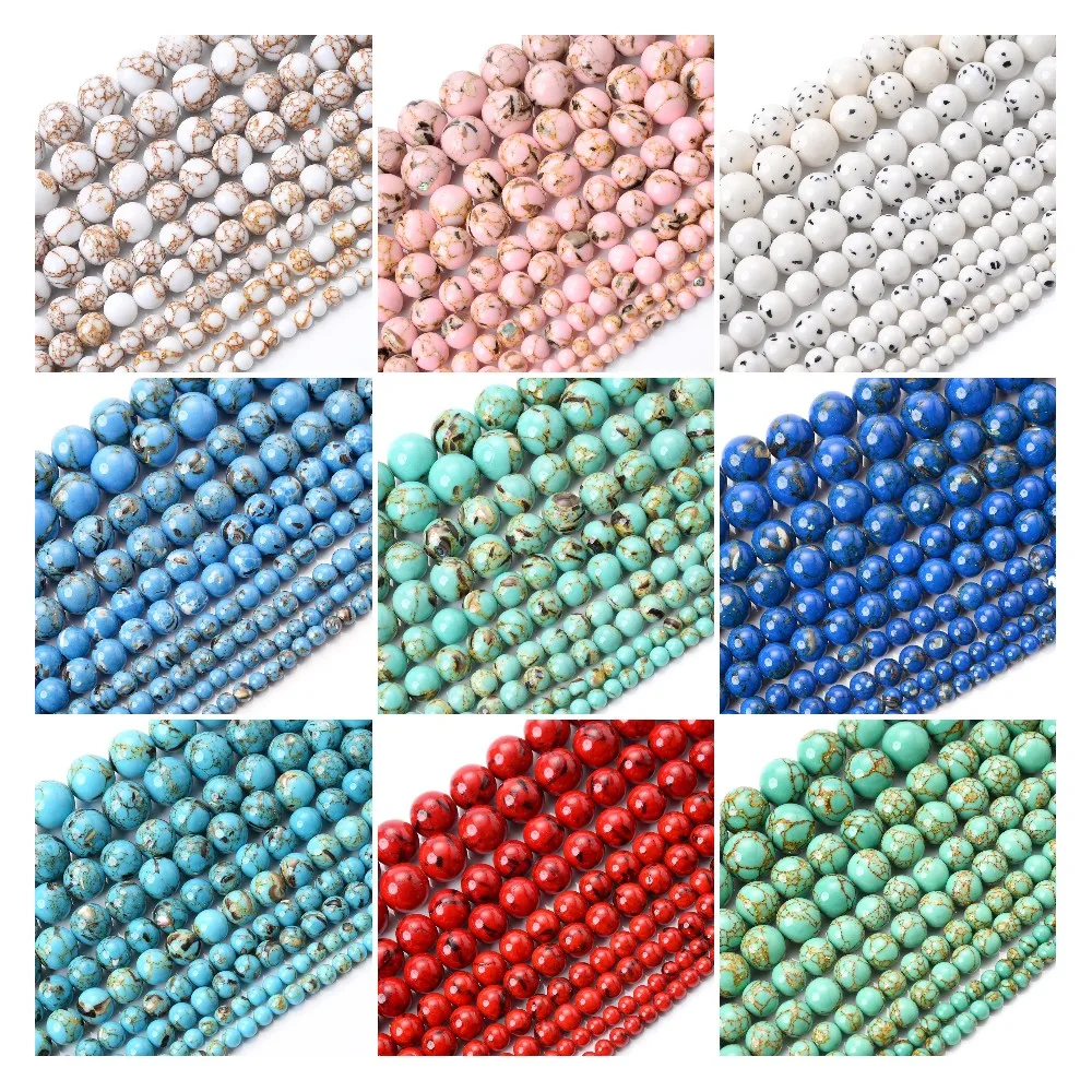 Натуральная бирюза Howlite каменные бусины осадка круглые свободные разделительные