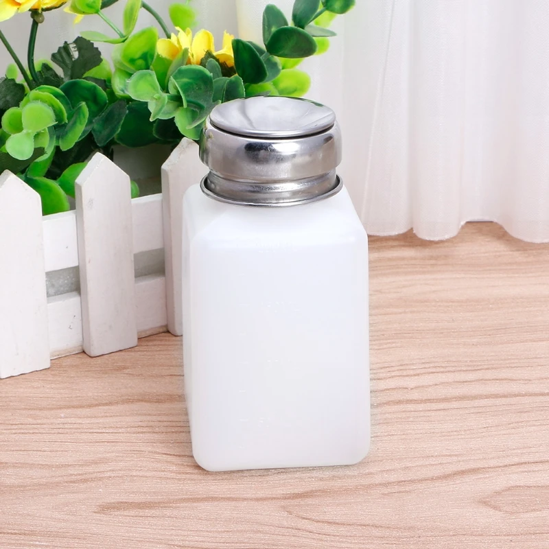 

200ml Nail Polish Makeup Remover Push Down Metal Lid Pump Dispenser Bottle