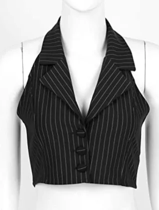 Женский офисный жилет в полоску элегантный укороченный топ с V-образным вырезом