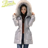 hot selling womens coat 2021 fashion warm winter jacket hooded fur collar coats solid female long down jackets st529