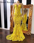 Желтые платья на выпускной для детей, платье без рукавов с блестками русалка сексуальное черное вечернее платье для девочек вечерние платья индивидуальный заказ