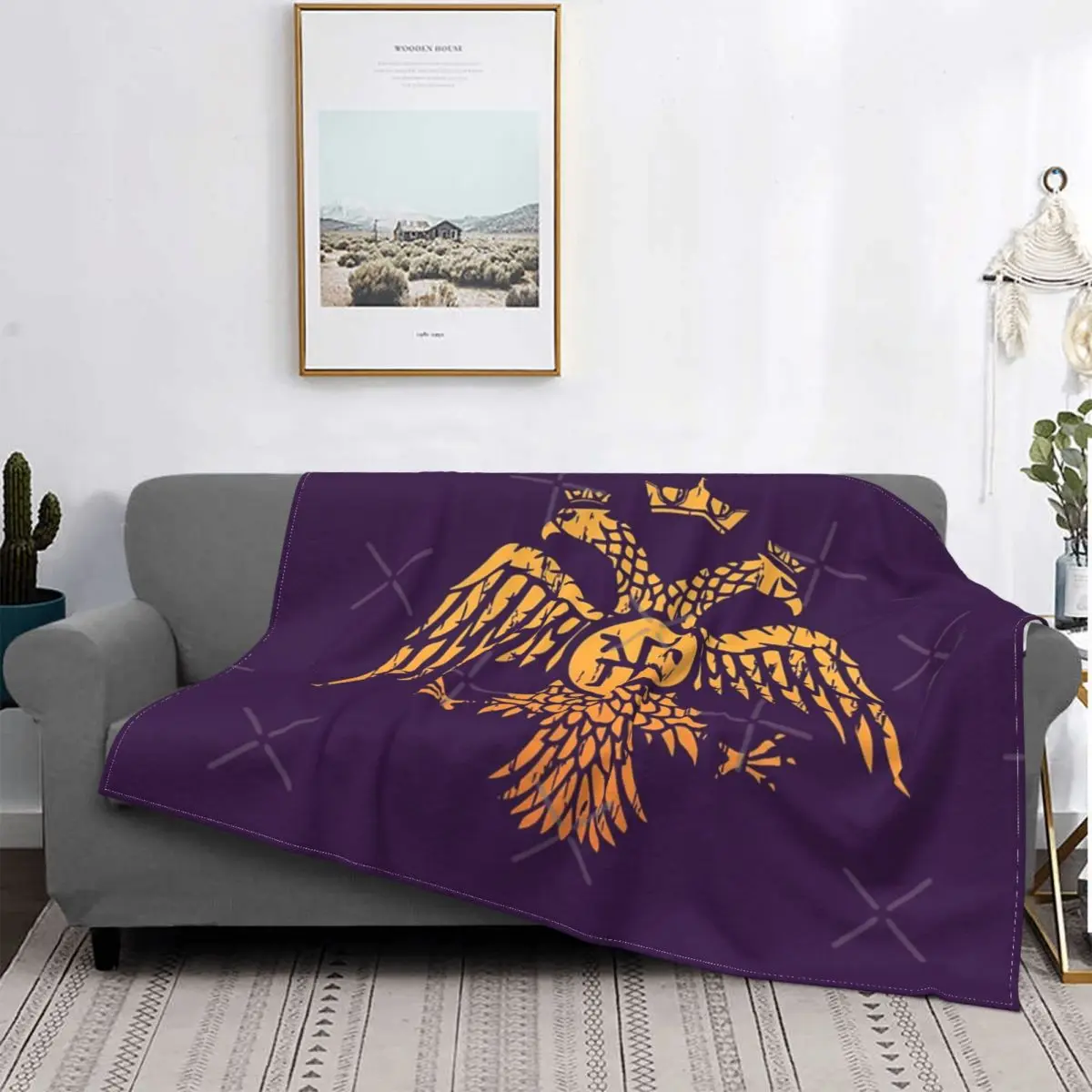 

Manta con símbolo de águila bizantina, para cama colcha, edredón a cuadros, toalla de playa, manta de Anime para camas