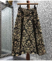 newest fashion skirts 2021 autumn winter skirts high quality women vintage jacquard floral print elegant party gown skirt runway