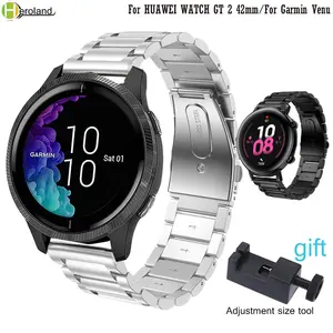 2022 мм ремешок для часов из нержавеющей стали для Huawei Watch GT 2 42 мм 46 мм быстросъемный ремешок для часов + инструменты для Garmin Venu браслет