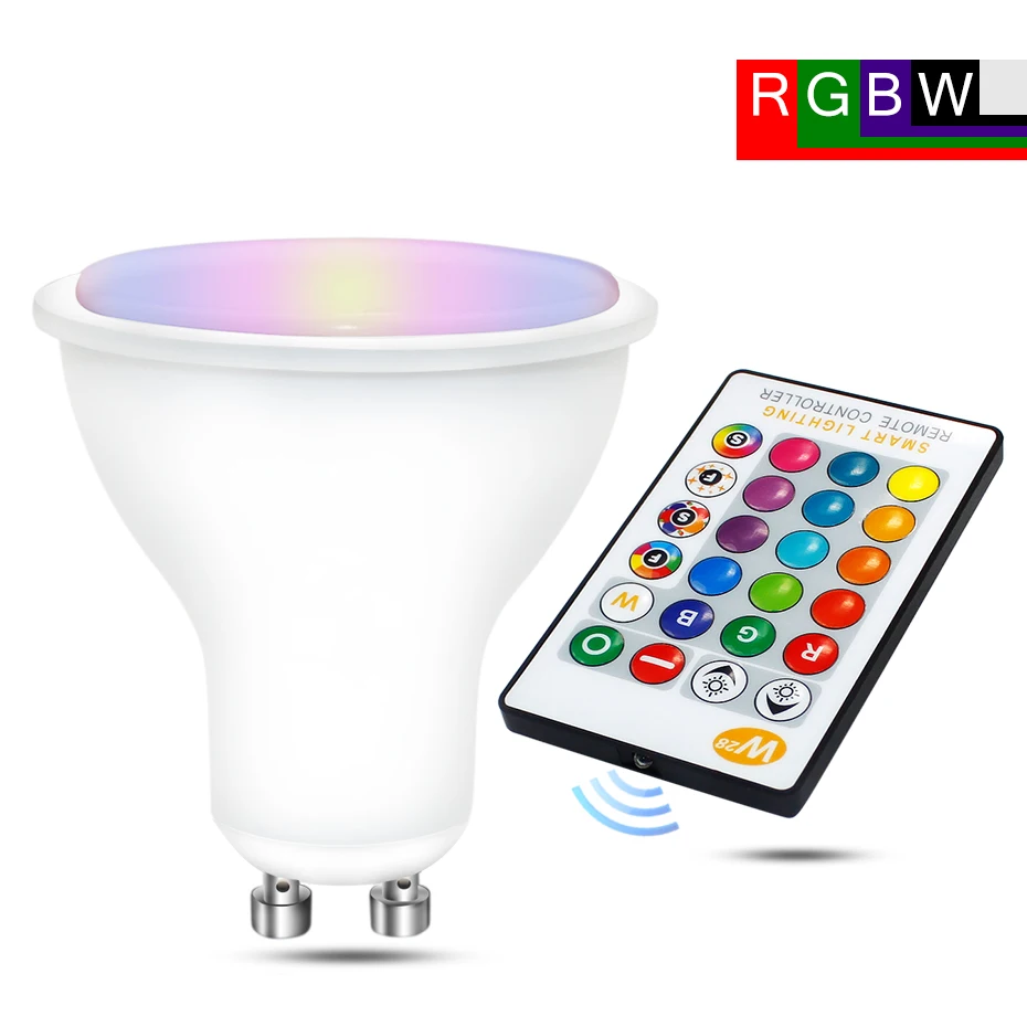 

Светодиодсветильник лампочка GU10 SMD 5050 RGB высокой мощности, лампа белого/теплого белого света, цветсветильник меняемый Светодиодный прожект...
