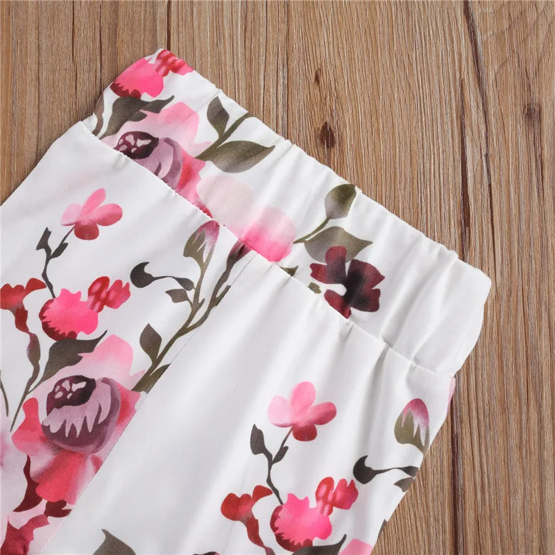 

2020 Autumn spring Three Piece infant Baby Girls Clothes Unique Letter Long Sleeve Romper and Flower Long Pants with Hat outfit