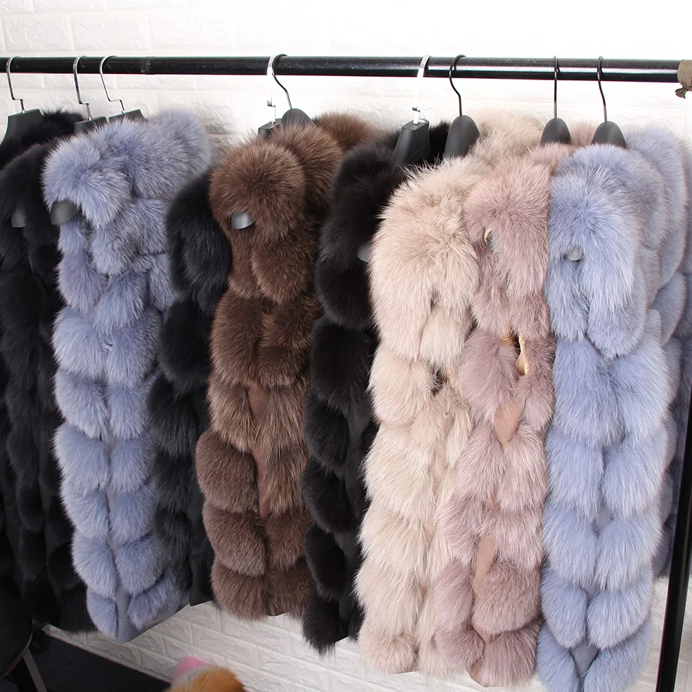 

LIBIELIY 100% Fox Fur Vest Women Real Natural Whole Fox Fur Coat 90CM Long Winter Fur Jacket Waistcoat Plus Size 4XL