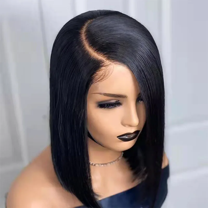 

Lace Front Short Cut Bob Wigs For Black Women With Babyhair Preplucked Synthetic Hair Lace Anime Wig Natural Hair Silky Straight