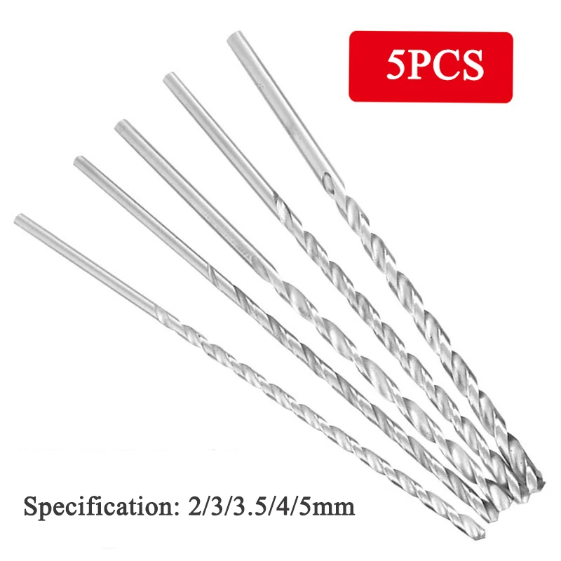 

5pcs/set of 150mm High Speed Steel Lengthened Twist Drill, Metal Spiral Round Shank Drill Bit Woodworking Perforation Drill