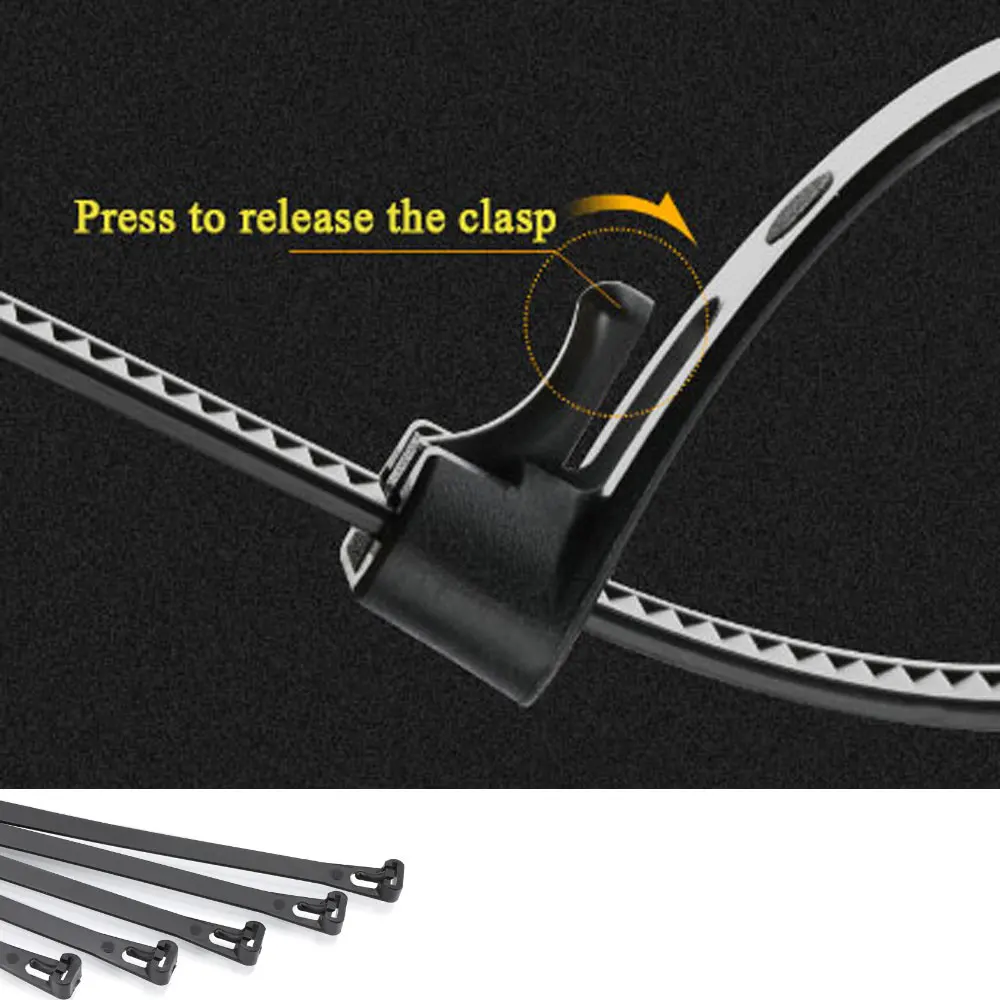 

Reusable Releasable Adjustable Nylon Cable Zip Ties 100 Pack Assorted Black & White Cable Management Zip Ties 50 Lbs Tensile Str