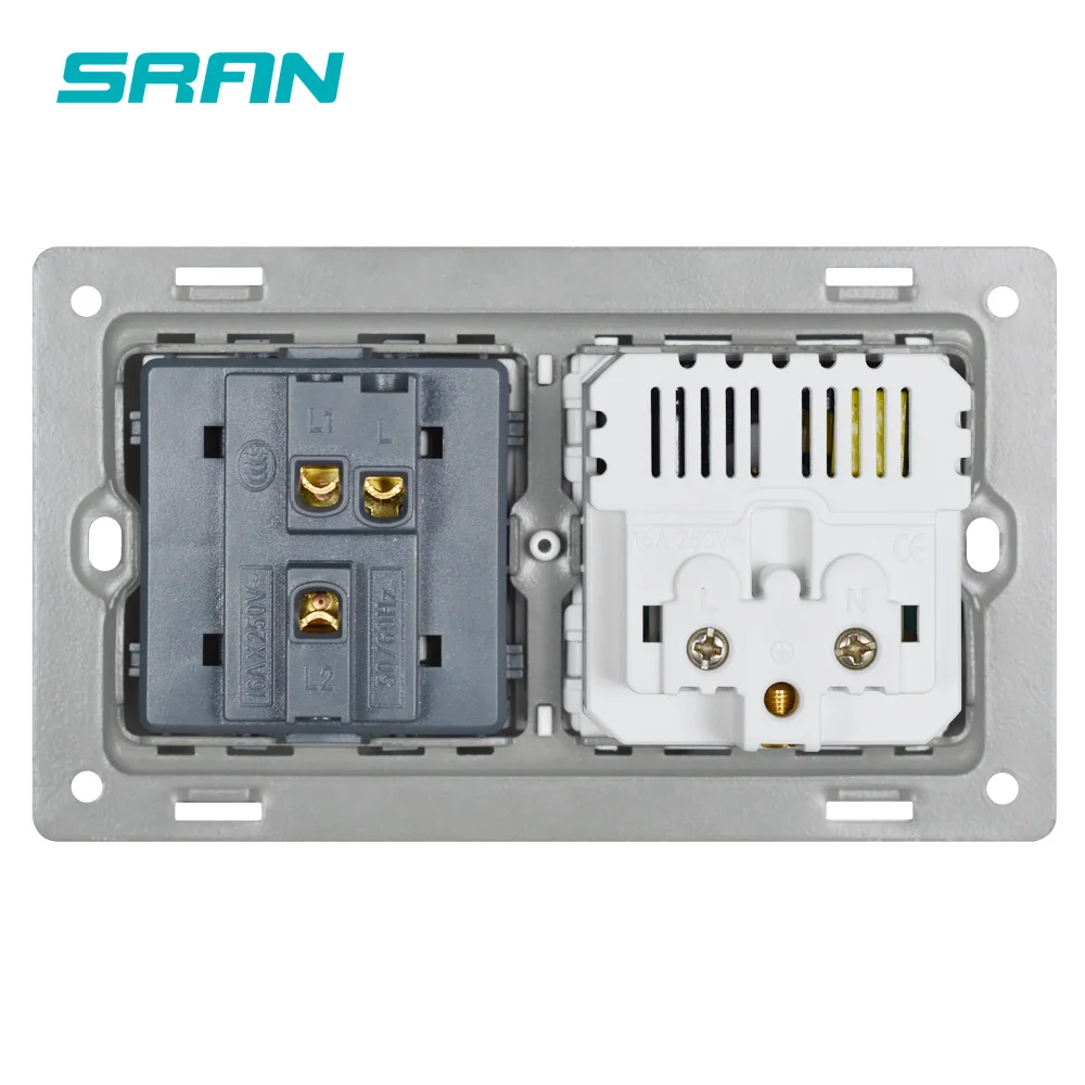 Настенная розетка SRAN FR с клавишным выключателем 220 В 16 А usb 146*86 панель из