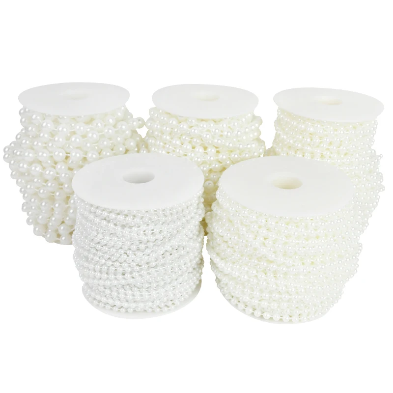 

3Meters 4/5/6/8/10/12mm Imitation Pearl Beads Line Chain For Crafts DIY Wedding Decor Trim Pearls Jewelry Findings Accessories