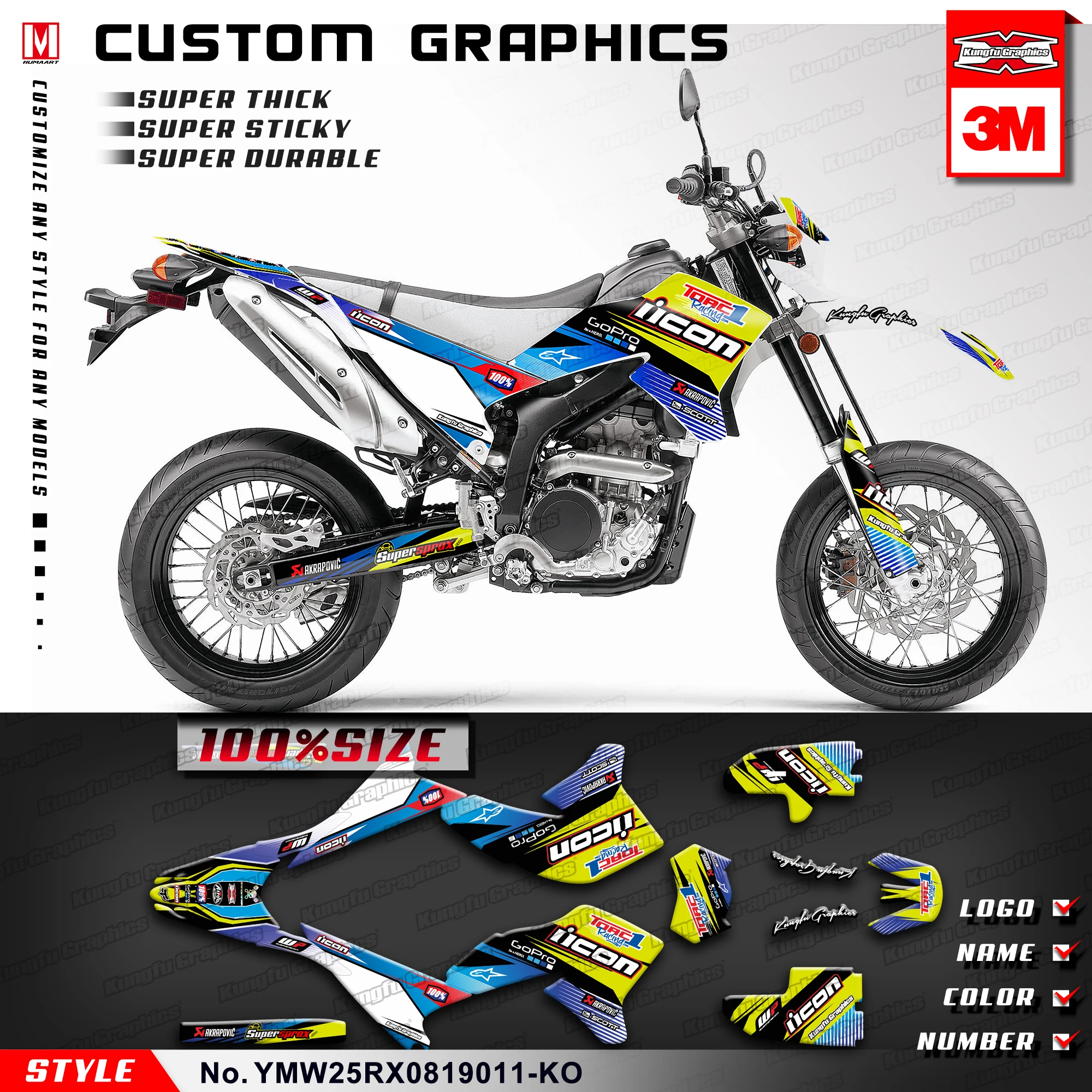 И рисунком кунг фу графика на заказ Стикеры комплект для WR250R WR250X 2010 2011 2012 2013 2014 2015