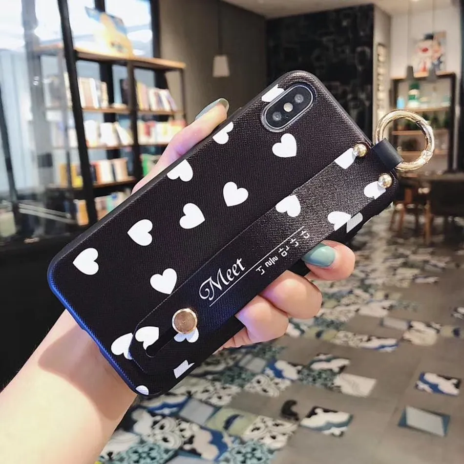 B6 AXBETY для iPhone 11 Pro 7 6 XR 8 Plus XS MAX Модный цветочный мультяшный шнурок петля подставка чехол для телефона для iPhone X 8 6 Plus чехол - Цвет: B6