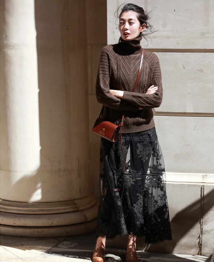 Свитер mujer moda женский осенне-зимний толстый теплый пуловер с высоким воротом кашемировый свитер из яка твист свитер damski