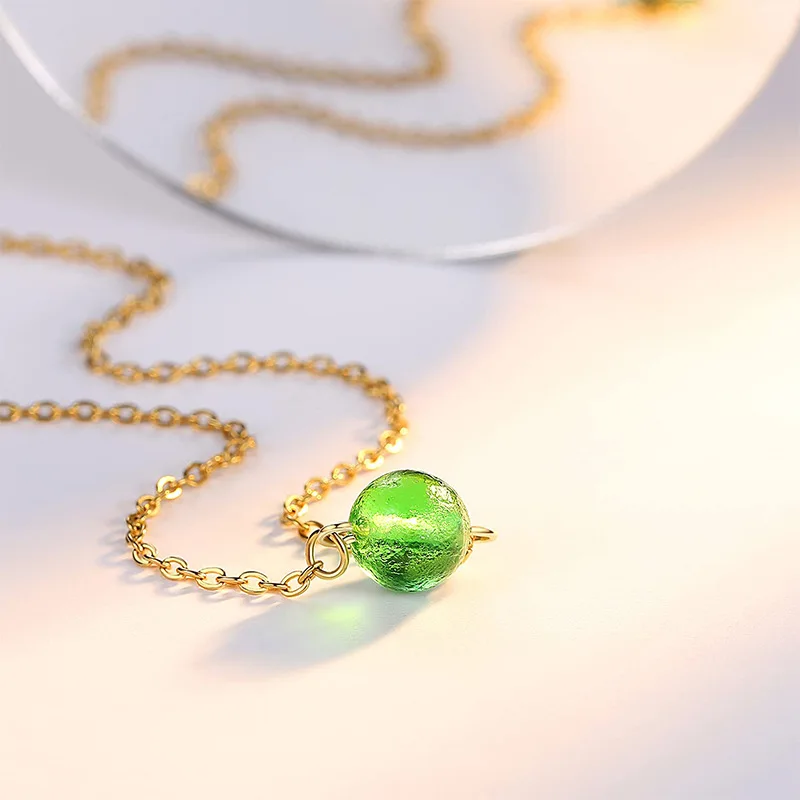 Ожерелье MOLDAVITE | 10 мм Чешская Хрустальная бусина на цепочке-слайде Метеорит Moldavite
