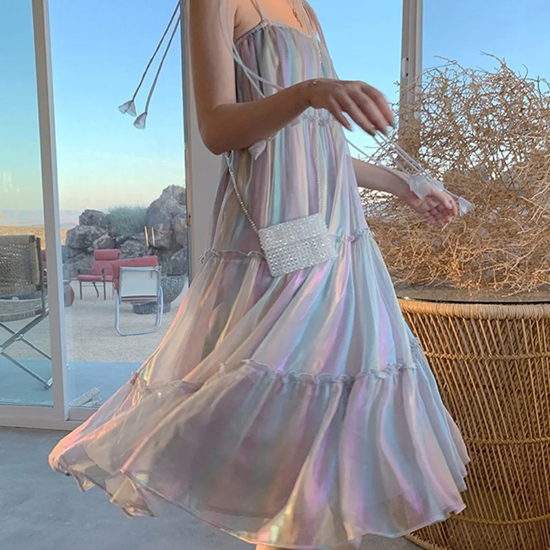 

Summer Hologram Cute Sweetie Lolita Long Dress Girls Vocation Kawayii