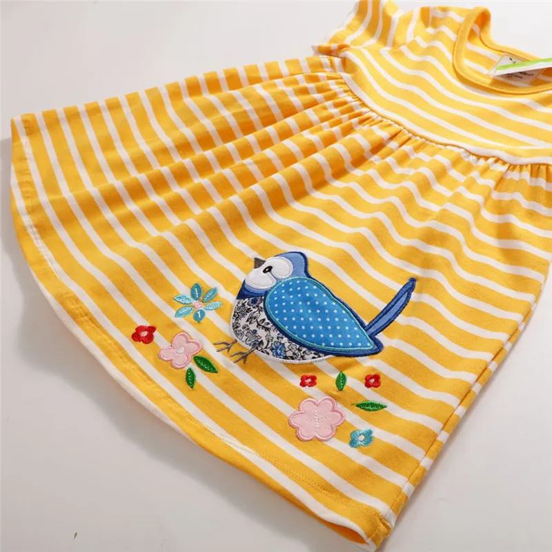Платье для девочек с аппликацией в виде животных и птиц новинка летняя хлопковая