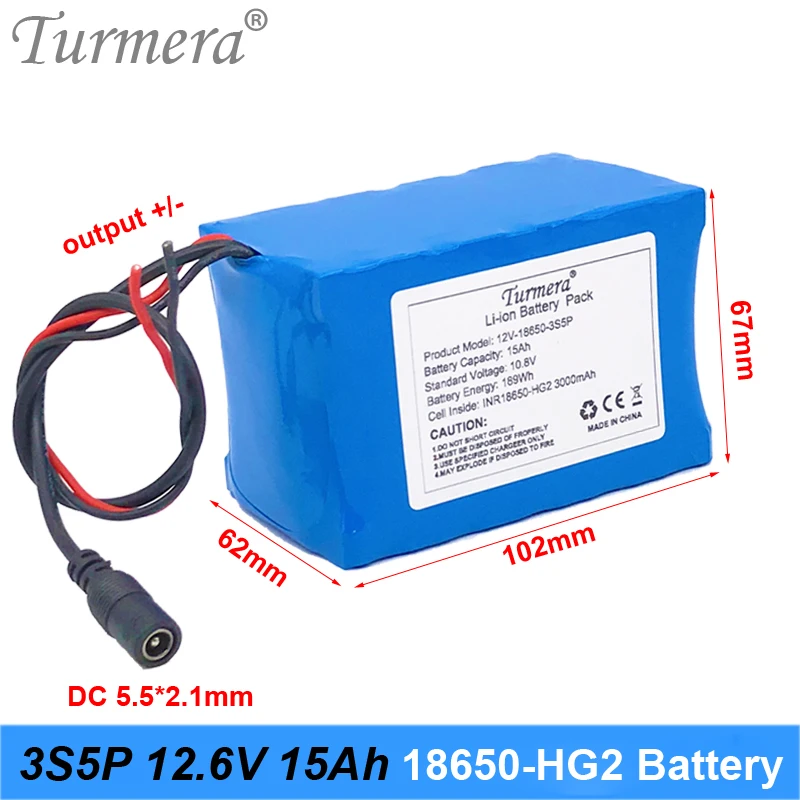 Аккумуляторная литиевая батарея 3S5P 12 В 15 А · ч HG2 3000 мА с BMS 40 для беспрерывного