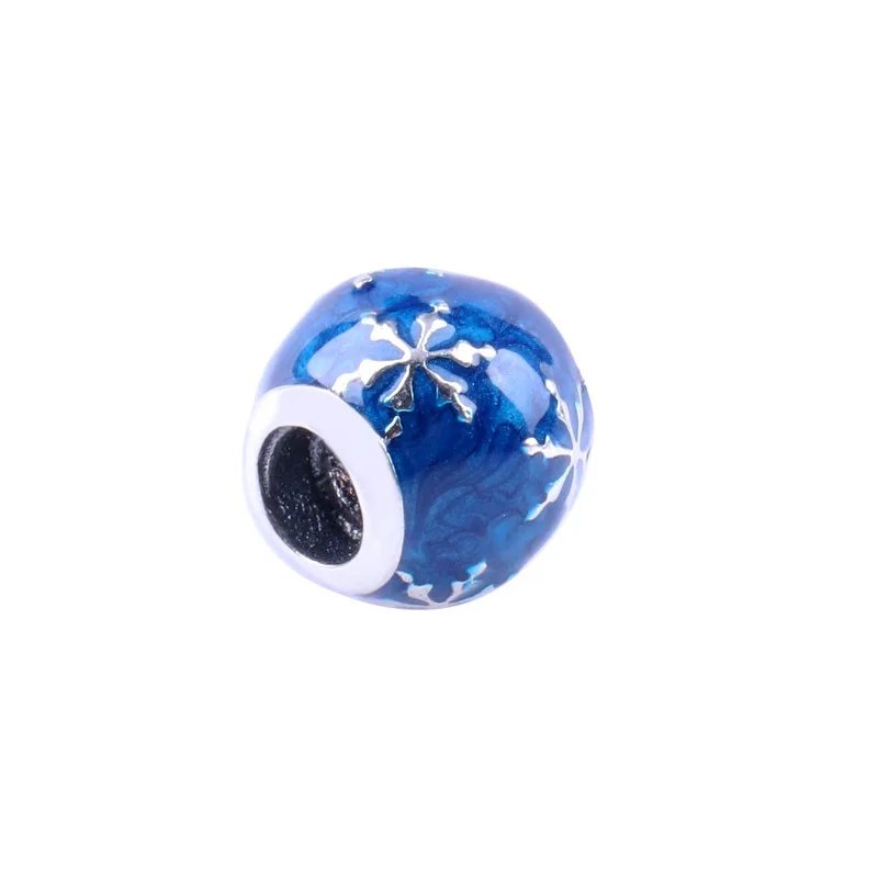 

Bewill S925 Silver Blue Starry Sky Snowflake Winter Joy Gorgeous Flower Bracelet Beads Fit Original Charms Bracelet Necklace