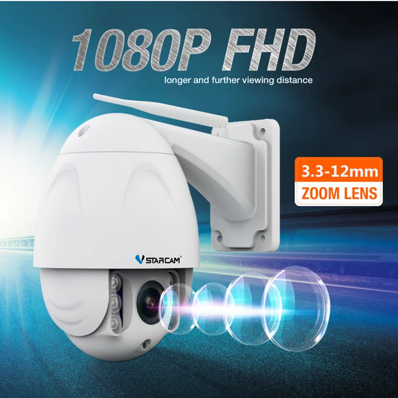 RAYSPPED уличная камера Ip 1080P Водонепроницаемая веб-камера ночного видения ONVIF 4x Zoom