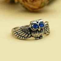 coconal men vintage owl bird animal blue crystal zircon womens ring for fine female rings anniversary party gift jewelry anillos