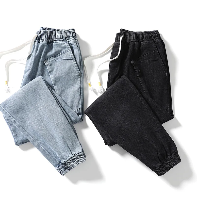 

2021 Summer Baggy Jeans Men Stretched Pants Streetwear Black Joggers Men Casual Denim Harem Jeans Trousers Plus Size 6XL 7XL 8XL