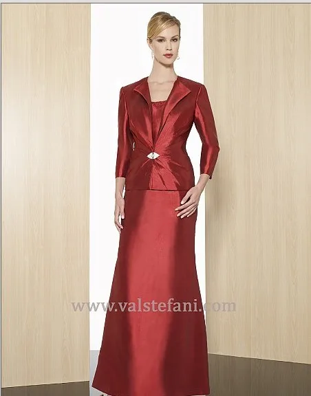 

free shipping 2013 new arrival maxi women's vestido de festa red long taffeta elegant Mother of the Bride Dresses with jacket