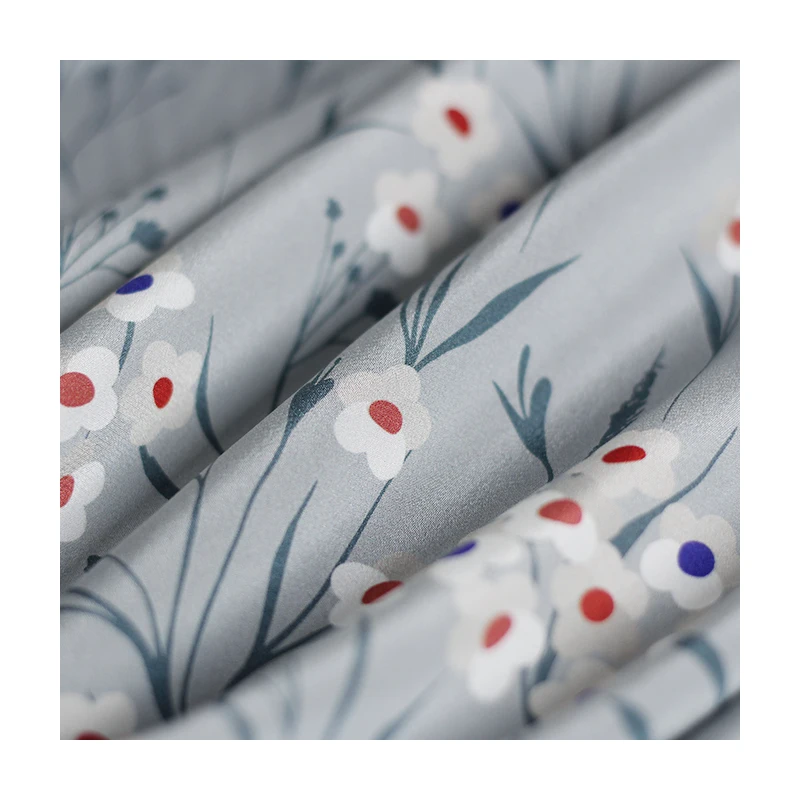 

Red Raspberry 18momme Elastic Crepe Silk Flowers Printed Fabrics Garment Materials Women Dress DIY Sewing Cloth Freeshipping