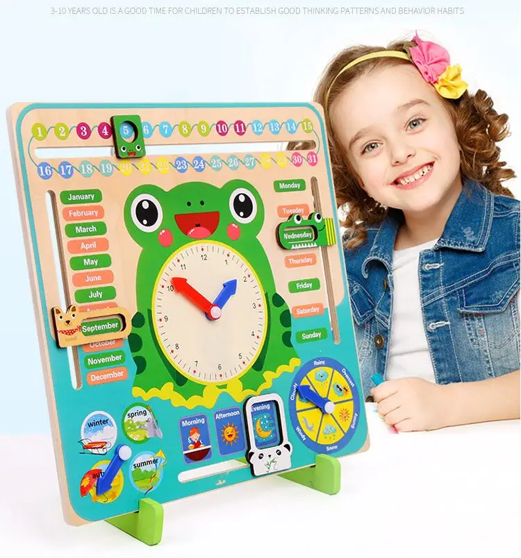 Монтессори Деревянные игрушки для малышей сезон погоды календарь часы познание