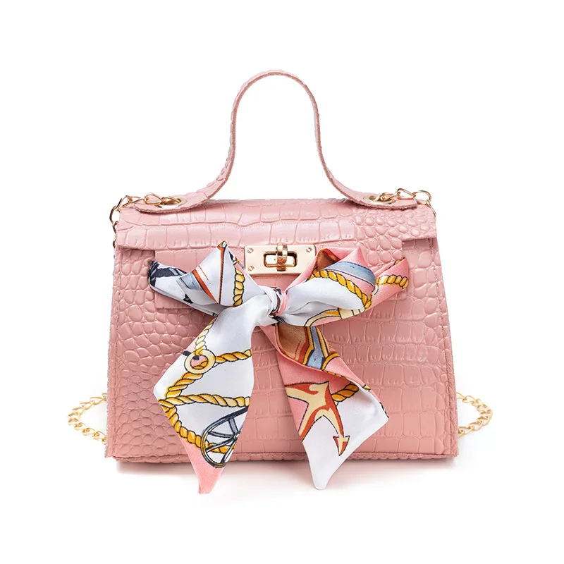 

2020 New Ladies Bags Crocodile Pattern Silk Scarf Shoulder Bag PU Fashion Diagonal Bag Small Square Bag Mobile Phone Coin Purse