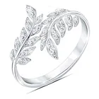 Кольцо с листьями из перьев, модное кольцо, ювелирное изделие, регулируемое кольцо для женщин и девушек, подарки на день рождения, подарок на день Святого Валентина, серебряное кольцо