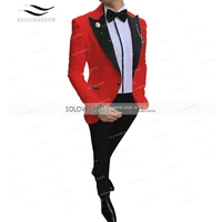 pink 2 piece formal mens suits regular fit wool prom champagne tuxedos business jacket for wedding groomsmen blazer pants